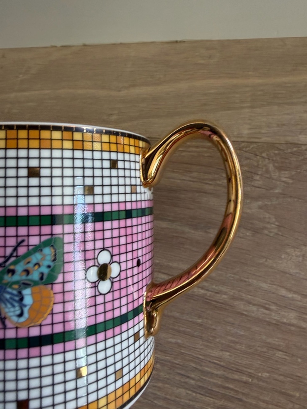 Anthropologie gold tile mosaic butterfly mug - Picture 4 of 8